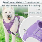BARKBAY Dog Harness No Pull Oxford with ID Tag Pocket - Heavy Duty, Reflective, Easy Control for Large Dogs(Violet Purple Oxford,XL)