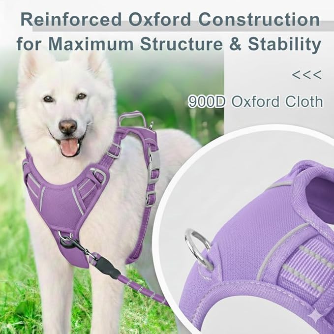 BARKBAY Dog Harness No Pull Oxford with ID Tag Pocket - Heavy Duty, Reflective, Easy Control for Large Dogs(Violet Purple Oxford,XS)