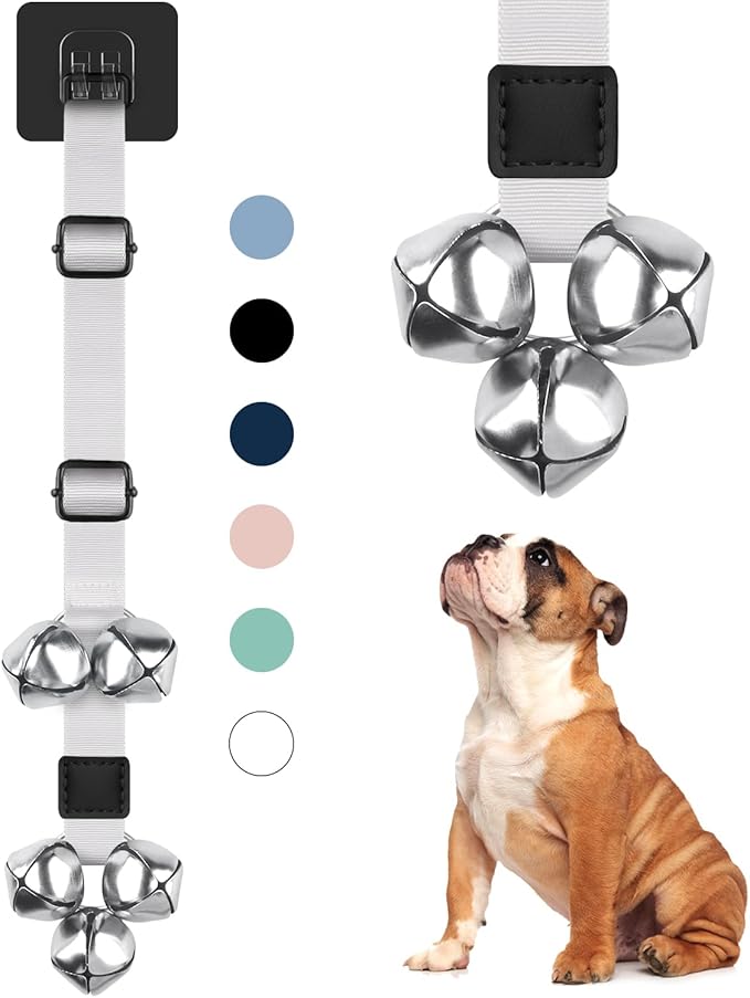 Dog Bells to Go Outside Dog Door Bell Premium Quality Buckle Adjustable Dog Bell Dog Attached to doorknob or Anywhere Near The Door, Length and Height Adjustable