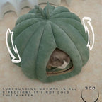 Cozy Cat Cave Bed with Removable Cushion - Indoor Cat Tent, Warm Washable Nest, Scratch-Resistant Mat for Cats & Small Dogs(Green)