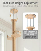 PawGiant Floor to Ceiling Cat Tree, Cat Tower with Adjustable Height 106-110", Sturdy 6-Tier Cat Climbing Stand with 2 Space Capsules & Scratching Posts, No Drilling for Indoor Multi-Cats