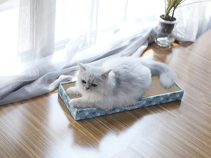 VIVAGLORY Cat Scratcher Padpal Cat Scratching Board, Cardboard Scratcher with Catnip for Indoor, Flat Scratch Board Scratch Pad Cardboard for Kitten, Narrow, 3Pack