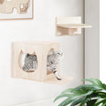 Cat Wall Furniture Set, Cat Wall Shelves Cat Wall Climber with 1 Cat Wall House and 1 Cat Wall Step Wooden Wall Mounted Cat Bed Cat Shelves and Perches for Indoor Cats Playing, Sleeping, Climbing