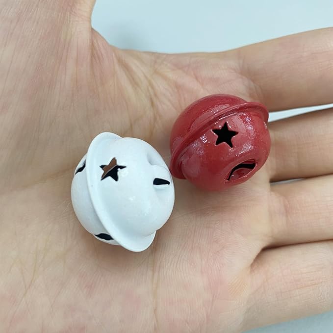 Pack of 50 Small Bells for Crafts, 1 Inch Red and White Jingle Bells Little Bells for Crafting Dog Training Doorbell Cat Collar Christmas Tree Wedding Decorations (Red and White)