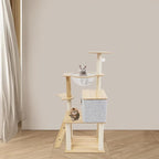 47.2-Inch Cat Tower, Multi-Level Cat Scratching Climbing Frame Cat Tree with Toy for Indoor Cats Paper Pillar Scratching Posts, Grey