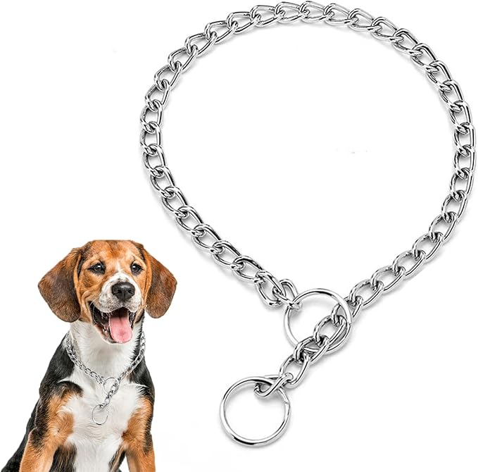 Dog Chain Collars, Slip Walking Dog Collars for Pulling Collar for Dogs Martingale Puppy Collars for XXS XS Small Medium Large Big XL Breed Dogs, Silver M