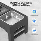 ELS PET Elevated Dog Bowls, Adjustable Raised Dog Bowls with No Spill Dog Water Bowl and Stainless Steel/Slow Feeder, for Small Medium Large Dogs,Cats & Pets (Stainless Steel)