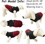 Dog Winter Puffer Jacket, Warm and Water-Resistant Coat with Leash Ring, Stylish Color Block Design for Small to Medium Dogs (Red, X-Large)