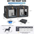 Lekereise Extra Large Cat Carrier for 2 Cats, 2-in-1 Cat Travel Carrier with Litter Box, (20.85" x2) x19.7"x19.7" Pet Carrier with Zipper Locks for Moving Across The Country (No Hammock) - Black