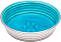 Loving Pets - Le BOL Dog Food Water Bowl Enamel Ceramic Bowl No Tip Stainless Steel Pet Bowl No Skid Spill Proof (Extra Small, Seine Blue)