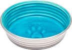 Loving Pets - Le BOL Dog Food Water Bowl Enamel Ceramic Bowl No Tip Stainless Steel Pet Bowl No Skid Spill Proof (Extra Small, Seine Blue)
