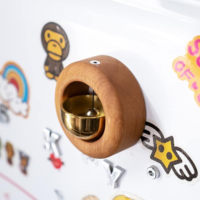 Magnetic Shopkeepers Bell for Door Opening,Golden Silk Wood Door Chimes When Door Opens,Doorbell Chime,Office Ornaments Decoration for Entrance, Fridge Sticker and Barn Door Housewarming Gift