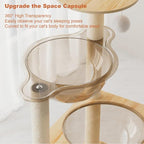 Stylish Cat Tree Tower with Scratching Posts, Cozy Hammock, and Elevated Perch for Indoor Cats – Modern Wooden Design (Natural+White + MDF-2)