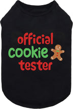 Fitwarm Official Cookie Tester Funny Dog Shirt, Christmas Dog Clothes for Small Dogs Boy Girl, Holiday Doggy Tshirt, Pet Outfit, Gingerbread, Black, Red, Green, Large