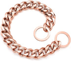 Rose Gold Dog Chain Collar 11mm/15mm/19mm Stainless Steel Cuban Link Chain Collar for Small Medium Large Dogs(19mm,26inch)