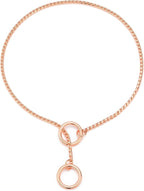 Mogoko Stainless Steel Dog Choke Chain Collar, Puppy Metal Snake Chain Pet Show Slip Collar Choker for Training Walking (Rose Gold;16.0"*3.0mm)
