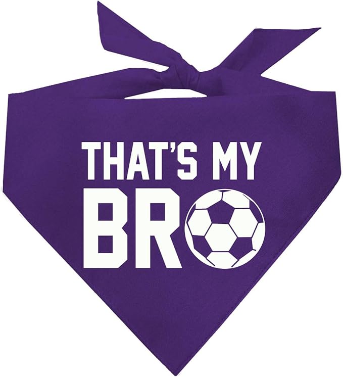 That's My Bro Dog Bandana | 100% Cotton Adjustable Triangle | Made in USA | Soccer| Sports | Biggest Fan | Game Day | Purple, One Size (533)