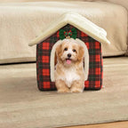 Christmas Cat Bed for Indoor Cats Plaid Xmas Cat Tent Cats Bed Cave for Pets Kittens and Dogs (Christmas Plaid, S(15.7 X 12.6 X 13.8 Inch))