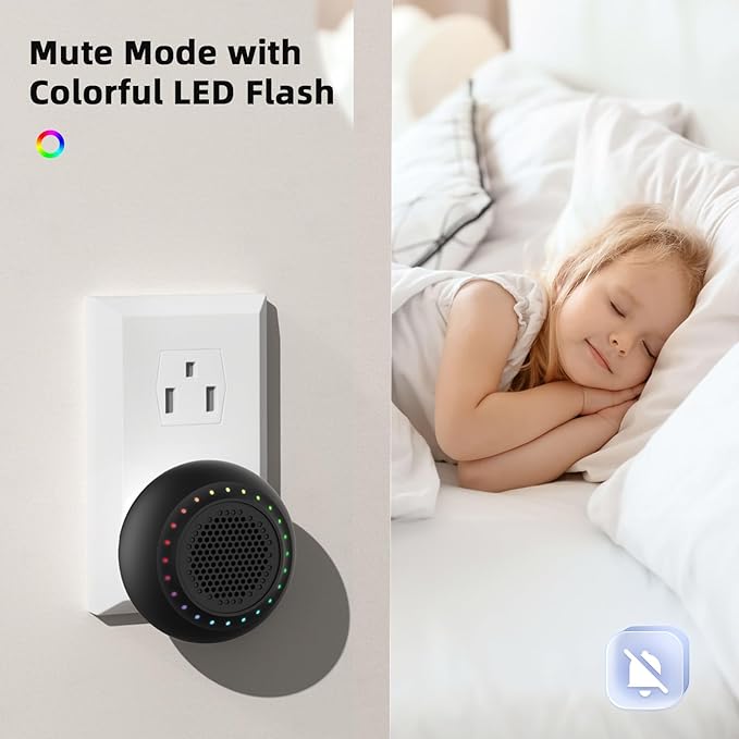 Wireless Door Bells for Homes Doorbell Chime Kits with 1 Transmitter 1 Receiver - Waterproof Operating at 1000ft Range - 48 Ringtones 4 Volume Levels LED Flash - Door Bell for Classroom Black