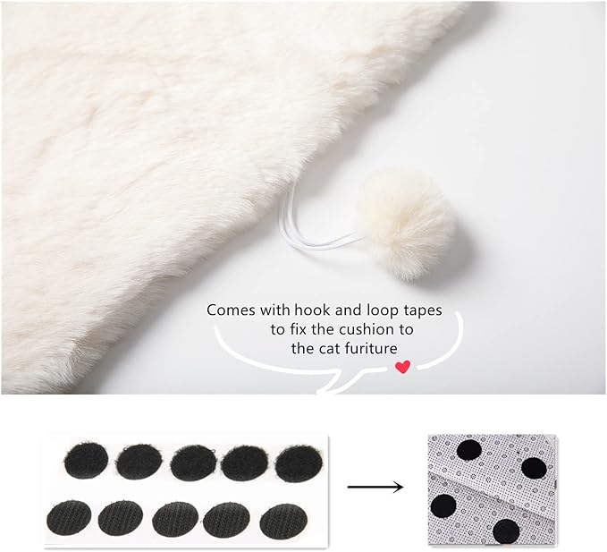 SHENGOCASE 2-Pack 10"x 20" Faux Rabbit Fur Cat Dog Bed Cushion Pad Mat, Cat Tree Tower Replacement Cushion for Window Perch Carrier House Cage Crate Kennel