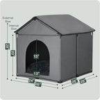 Medium Dog House Soft Indoor (Int 26x24x20in/Ext 28x26x28in) for Beagle, Shiba Inu, Boston Terrier, Cocker Spaniel, Medium Pet House with Soft Cushion, Oxford Fabric, Gray