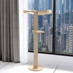 Cat Window Perch with Scratching Post Strong Supported - Large Hammock Bed for Cats Inside - Solid Wood Seat, Soft Cushion - Rustic Indoor Cat Tree Shelf for Sunbathing (Natural, Large 2)