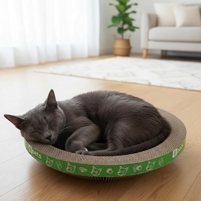 B Kitty Scratcher Cat Bed, Fun for Your Purr-FECT Feline (Round)