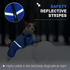 BRKURLEG Blue Dog Winter Coat, Cozy Winter Dog Jackets, Small Dogs Coat with Harness, Onesie Body Warm Puppy Christmas Jacket, Pet Reflective Cold Weather Jackets, Puppy Four-Legged Puffer Coats, S
