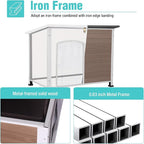 Heated Dog House Outdoor,Anti Bite Iron Frame Dog Kennel with Adjustable Temperature and Time,Insulated Weatherproof Outside Shelter for Feral Animal (Brwon, L)
