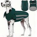 IECOii 4XL Winter Dog Coat - Adjustable Warm Fleece Jacket Reflective Cold Weather Coats Waterproof Dogs Vest for Barrel Chest Giant Breeds, Great Dane, Snow & Rain Walking, Skiing, Green, Sizes XXXXL