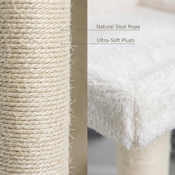 Multi-Level Cat Tree with Sisal Scratching Posts, Cozy Condo, Perches, Ladder and Hanging Toy, Beige, 53 Inches Tall