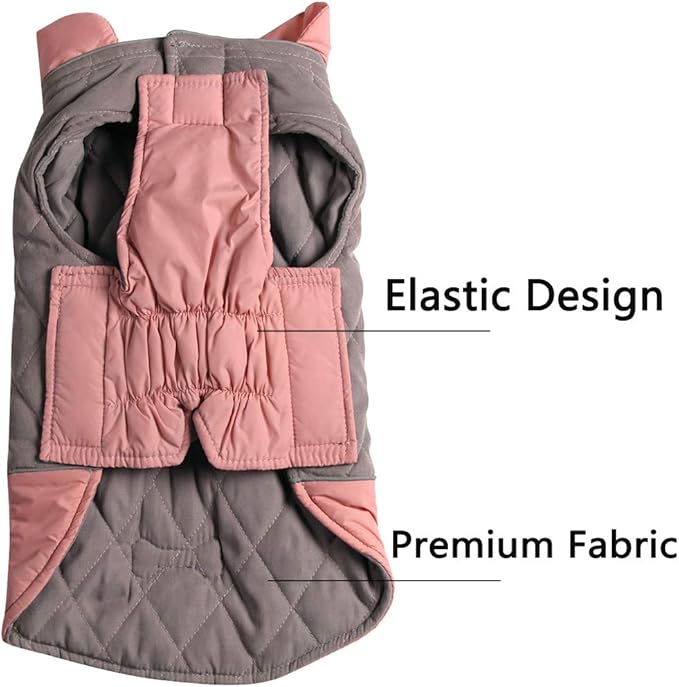 Reversible Dog Coats for Large Dogs Waterproof Warm Dog Jacket for Cold Winter,Pink and Grey XL