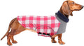 Dog Winter Coat,Dachshund Clothes,Waterproof Miniature Dachshund Jacket,Small Dogs Coat with Harness Hole,Doggie Jumper with Turtle Neck,Pet Dog Clothes British Style-Pink Plaid-L