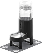 CZPET Elevated Dog Water Bowl Dispenser with Mat for Large Dogs,Tall Raised Pet Waterer Stand,Relieve Neck Pressure,Large Capacity and Drinking Area Noise-Free for Pets Dogs (9.5L+Stand+Mat,Black)