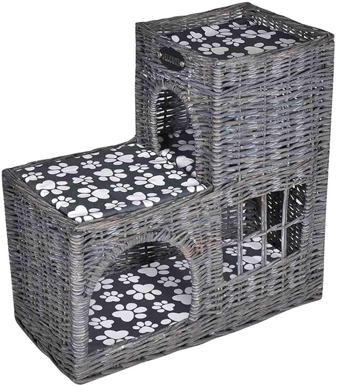 Willow Cat Tree for Cats and Small Dogs Indoor Outdoor Lightweight Durable Scratch-Resistant Pet Furniture with Comfortable Cushions