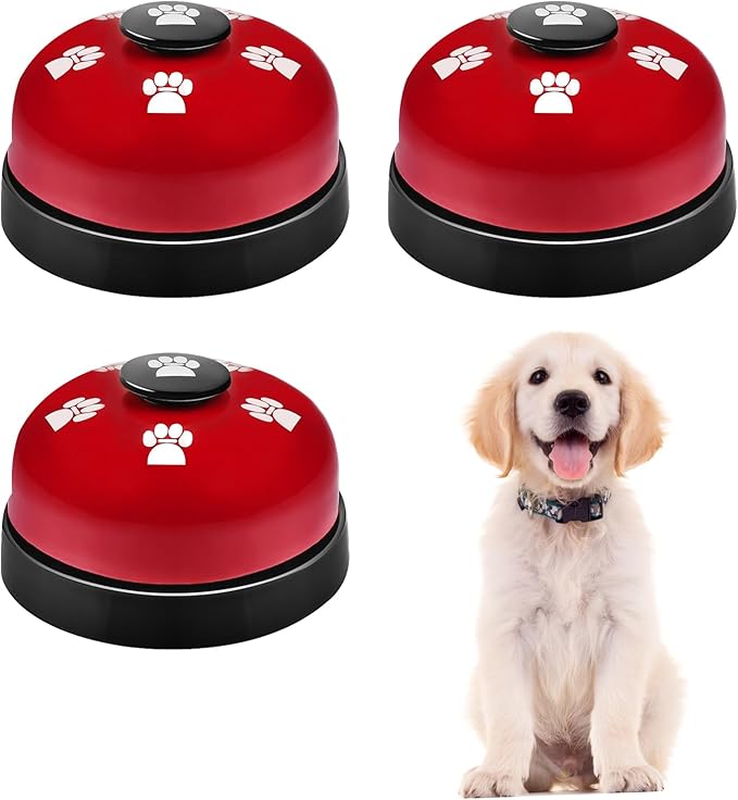 3 Pack Dog Doorbells, Pet Training Bells for Outside Potty Training and Communication, Bell for Dog Cat Puppy Interactive Toys (Red, 3 Pack)