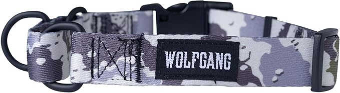 Wolfgang Heavy Duty Martingale Dog Collar with Quick Release Nylon Buckle for Walking & Training, Hideout Print, Large