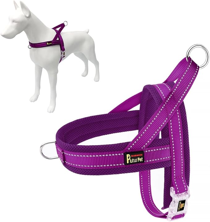 Plutus Pet No Pull Dog Harness with Breathable Mesh Padded, Adjustable Reflective Escape Proof Dog Harness, Quick Fit Dog Vest Harness for Small Medium Large Dogs(XS, Purple)