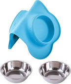Hubulk Pet Dog Bowls 2 Stainless Steel Dog Bowl with No Spill Non-Skid Silicone Mat + Pet Food Scoop Water and Food Feeder Bowls for Feeding Small Medium Large Dogs Cats Puppies (X- Large, Turquoise)