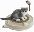 AUOON Cat Scratcher Toy with Ball Track - 3 in 1 Interactive Cat Toy, Cat Scratch Pad with Cat Ball Toy and Plush Cat Mouse Toy for Indoor Cats and Kittens (Milk Shake)