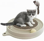 AUOON Cat Scratcher Toy with Ball Track - 3 in 1 Interactive Cat Toy, Cat Scratch Pad with Cat Ball Toy and Plush Cat Mouse Toy for Indoor Cats and Kittens (Milk Shake)
