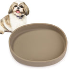 BNOSDM Silicone Dog Food Plate Shallow Dog Bowl Flat Cat Dish 1 Pack Small Puppy Plates for Small Dogs and Cats Whisker Fatigue Pet Feeding Bowls for Dry and Wet Food (Brown)
