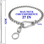 Dog Chain Collars 304 Stainless Steel Metal Chew Proof Dog Necklace Anti Winding Dog Leash Extension Lead for Small Medium Large Dogs Training and Walking. (X-Large：30in x 4mm(Neck max 27in))