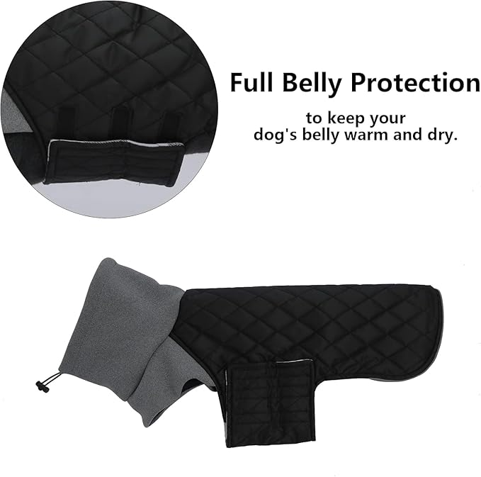 Geyecete Dachshund Coat,Dachshund Winter Coat,Warm Waterproof Windproof, High Neckine String Holes Miniature Dachshund Jacket for Small Dog-Black-S