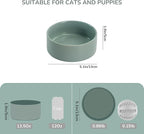 SPUNKYJUNKY 13.5OZ Ceramic Dog and Cat Bowl, Modern Cute Weighted Food Water Bowl for Replacement Morandi Green (2 Pack)