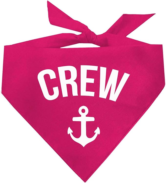 Crew Anchor Boat Dog Bandana | 100% Cotton | Made in USA | Boat & Fishing | Captain | Beach & Lake | Summer | Outdoors | Father's Day | Hot Pink, X-Small