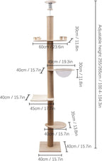 DNYSYSJ Floor-to-Ceiling Cat Tree Cat Climbing Tower with Clear Space Capsule and Natural Sisal Rope Scratching Post, (Adjustable Height:100.4inch-104.3inch) USA Stock