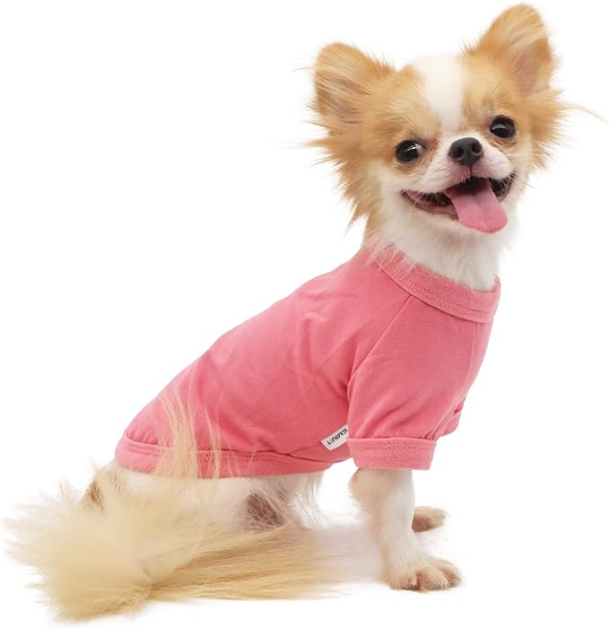 LOPHIPETS 100% Cotton Dog Tee Shirt for Small Dogs Chihuahua Puppy Clothes-Pink/M
