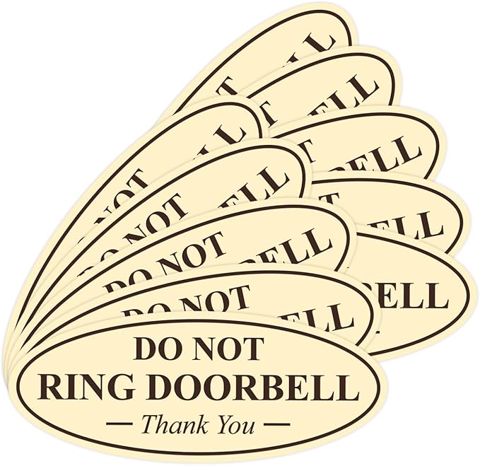 All Quality Oval DO NOT Ring DOORBELL Thank You Sign - Ivory/Dark Brown Small 10 Pack