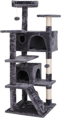 LEMY 54 Inch Cat Tree,Multi-Level Cat Tower Condo for Indoor Kittens,Dark Grey Cat House with Sisal-Covered Scratching Post for Cats to Play and Sleep